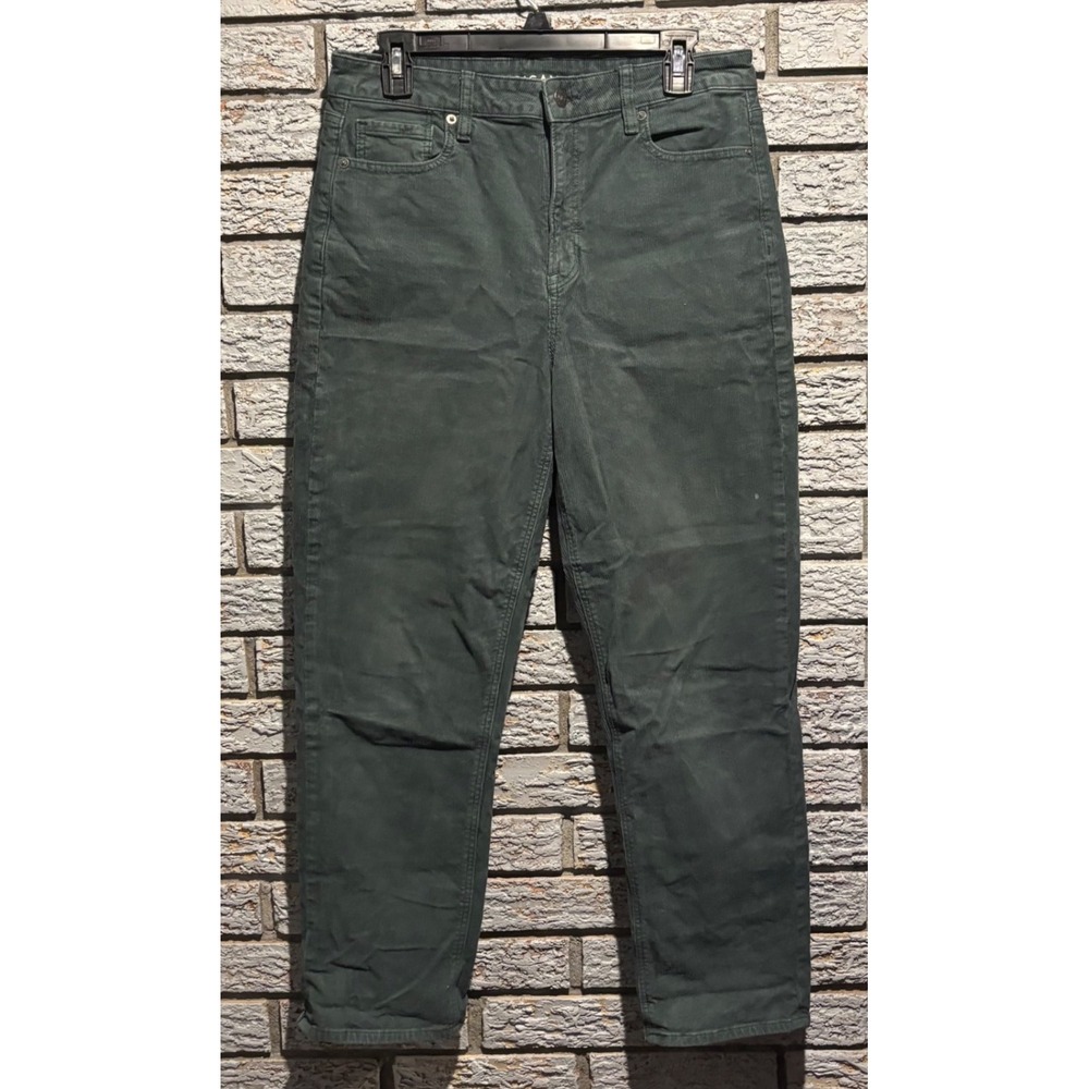 American Eagle Womens 10 Green Corduroy High Rise Straight Leg Stretch Pants